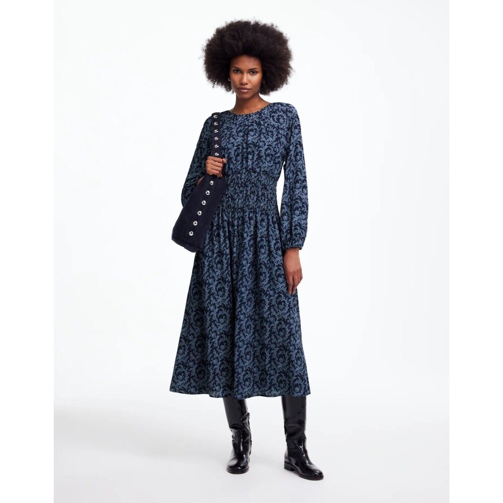 Madewell Blue and Black Midi Dress